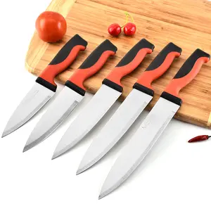 Chuyên nghiệp 5-pc thép không gỉ Dao Set với màu đen và màu đỏ xử lý butcher và đầu bếp Trái cây dao cho nhà bếp sử dụng trong Dubai