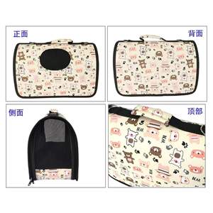 Cartoon Bear Pattern Soft-Sided <b>Pet</b> <b>Carrier</b> Canvas Zipper Closure Portable For Cats Dogs Semi Circle Shape - Product Image 2