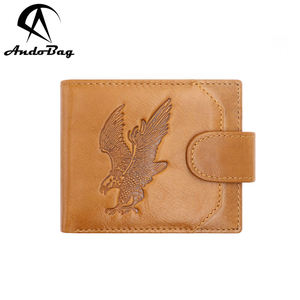 Cartera de Cuero Genuino para Hombre Eagle Hand Rub Color, Cartera Ultrafina Antimagnética RFID de Primera Capa de Piel de Vaca de Alta Gama - Product Image 1
