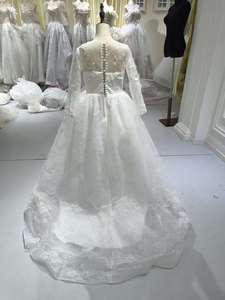 S2377N 2026 Nuovo Stile <span class=keywords><strong>Abito</strong></span> da Damigella Bianco in <span class=keywords><strong>Tulle</strong></span> Soffice a Maniche Lunghe con Fiori 3D per Compleanno e Matrimonio - Product Image 6