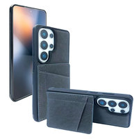 Dompet Kulit PU Tipis, Tempat Kartu, Casing Ponsel untuk Seri Samsung, Minimalis, Kantong Belakang, Anti Benturan, Pelindung Lensa Terangkat