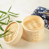 Panier vapeur en bois de 10 pouces, ensemble de 2 cuiseurs vapeur à étages en bambou, qualité professionnelle, pour wok, gaz et raviolis