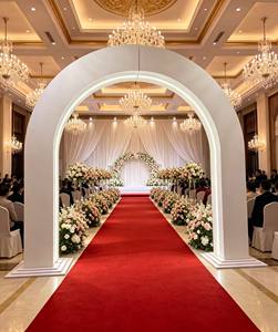 Modern White LED Light-Up Wedding Arch Minimalist <b>PVC</b> Geometric Backdrop with Neon <b>Strip</b> for Luxury Hotel Banquet & Event Decor - Product Image 3