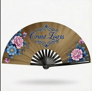 Abanico Plegable Grande de Bambú y Madera, Pintado a Mano, Impresión Personalizada para Promoción de Fiestas, Sonido de Chirrido en Festivales - Product Image 4