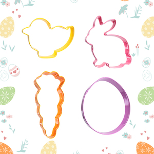 キッチンガジェットイースターラビットシェイプビスケットフォンダンモールドステンレススチール卵クッキーカッターセットベーキング用 - Product Image 2