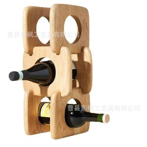 Three Tier Detachable Wooden Wine Rack Oak 3 Floors Storage Display <b>Tabletop</b> - Product Image 5