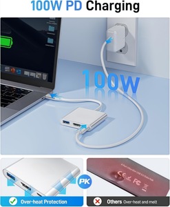 Mới nóng bán 4K30hz <span class=keywords><strong>USB</strong></span> C để <span class=keywords><strong>HDMI</strong></span> 3-in-1 <span class=keywords><strong>Adapter</strong></span> 100W PD sạc nhanh 5Gbps cho máy tính xách tay/<span class=keywords><strong>Iphone</strong></span>/Samsung/Huawei/Xiaomi - Product Image 5