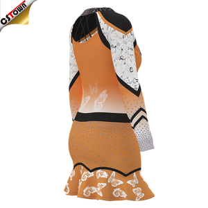 Groothandel <span class=keywords><strong>Cheerleading</strong></span> Uniformen Oranje Zwart En Wit Cheer Uniform Volwassen - Product Image 4