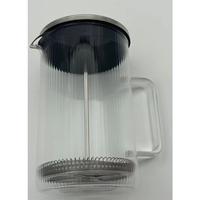 Cafetière manuelle portable en acier inoxydable avec filtre à pression, surface polie argentée, cafetière en verre, presse française