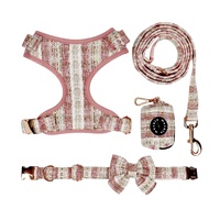 Ensemble laisse et harnais pour petit chien en tweed respirant, style gilet, avec logo personnalisé