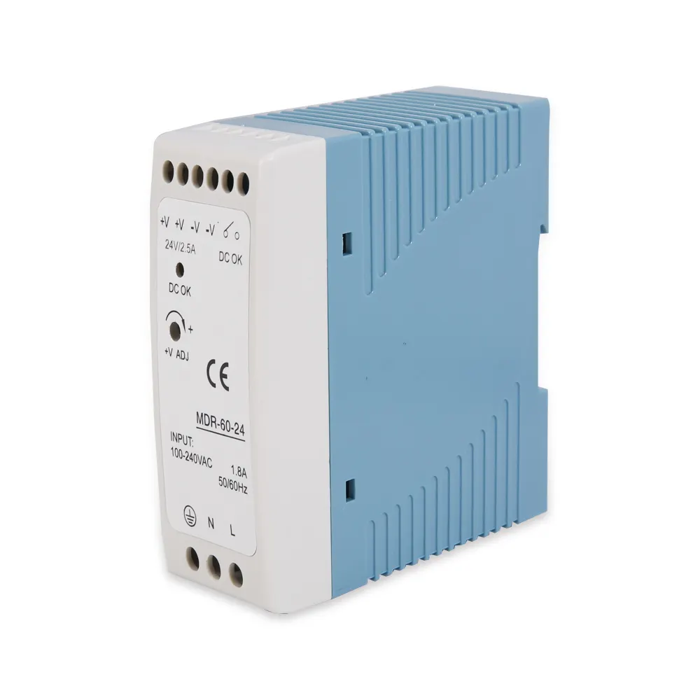 Hot-Selling Kelas 1 Divisi 2 Mdr-60-24 2.5a 60W Dc 24V Din Rail Switching Power Supply Din Rail C45 Power Supply untuk Audio