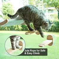 Hamac double niveau pour chat à fixer aux fenêtres, avec ventouses et base en bois, pour grands chats et familles multi-chats, avec coussins