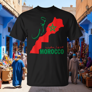 T-shirt avec drapeau du Maroc, design étoile rouge et verte, vêtements unisexes - Product Image 3
