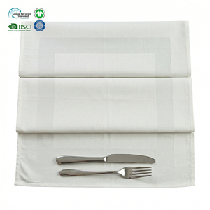 Serviettes en coton jacquard blanc haut de gamme 18x18 pouces, 100% coton, lavables, toucher doux, pour réceptions de mariage et banquets haut de gamme. - Product Image 1
