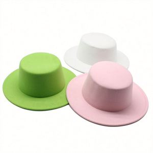 <b>Ribbon</b> Unisex Fedora With Custom Logo Wholesale Wool <b>Wide</b> Brim Felt Hat for Winter - Product Image 5