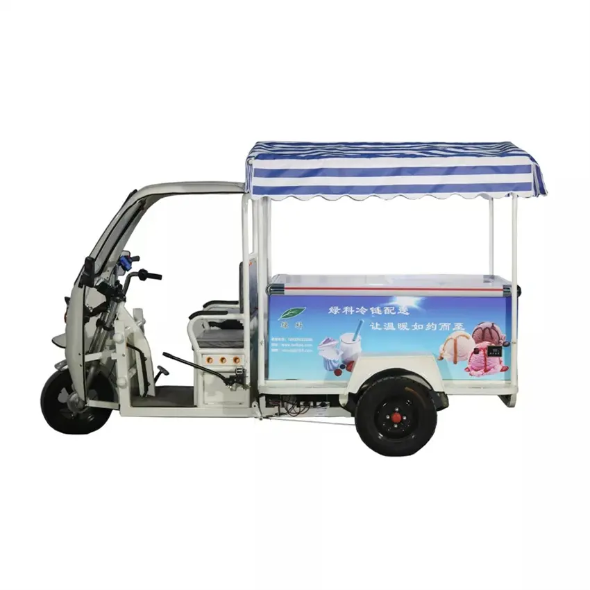 Electric food tricycle 3 wheels mobile food car for sale ice cream hot dog freezer motor tricycle on sand
