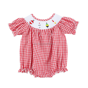 Loq quantité minimale de commande vêtements smockés pour enfants sur mesure conception de pêche smockés vêtements pour bébés fabricants de vêtements smockés d'été - Product Image 4