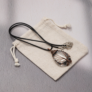 Vintage 25*45mm Teardrop <strong>Pendant</strong> on <strong>Black</strong> Leather <strong>Rope</strong> Wire Wrapped with Healing Crystal Quartz Waterdrop Gemstone Necklace - Product Image 5