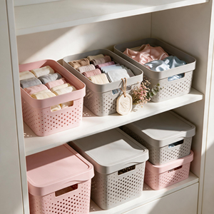 Cestini portaoggetti da scrivania in plastica di grande capacità, traforati e traspiranti, con coperchio, <span class=keywords><strong>per</strong></span> cameretta dei bambini, <span class=keywords><strong>per</strong></span> riporre <span class=keywords><strong>giocattoli</strong></span>, libri e vestiti - Product Image 6