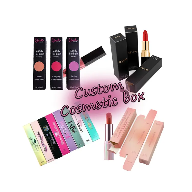 Low Moq Cosmetic Packaging Paper Box Custom Printing Makeup Tools Mascara Lip Gloss Lipstick Makeup Cosmetic Boxes