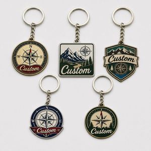 Llaveros Personalizados al por Mayor de Alta Calidad, Modelo Brújula Retro, Cadenas para Senderismo al Aire Libre, Diseño de Logotipo de Club, Recuerdo - Product Image 1