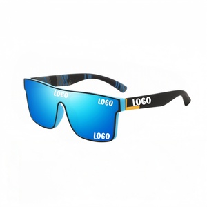 Lunettes de soleil carrées surdimensionnées polarisées à monture intégrale avec logo personnalisé, dégradé miroir, protection UV400, couleur gris champagne TZHFKJ, unisexe, vente en gros - Product Image 1
