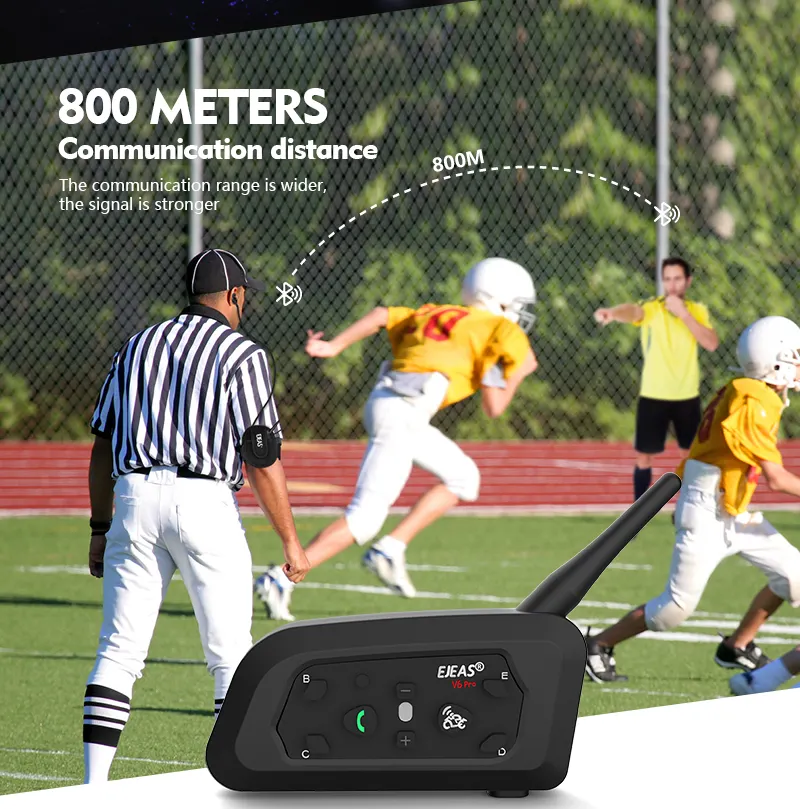 EJEAS V6C impermeable árbitro auricular intercomunicador para sistema fútbol ejas árbitro intercomunicador Bluetooth