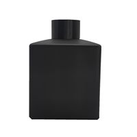 Diffuseur de parfum à bâtonnets vide, carré, en verre noir mat et or, pour huiles essentielles, avec bâtonnets noirs, pour remplissage DIY de parfum, 200ml/6.7oz