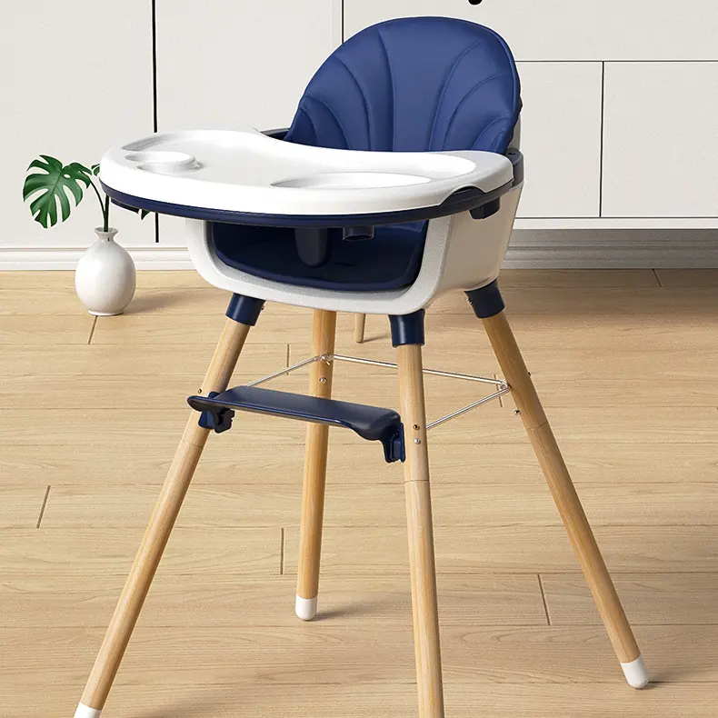 2022 High Quality Baby Dining High Chair With Wooden Leg Or Steel Pipe Leg