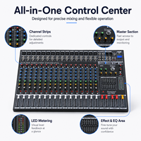 Console de mixage audio professionnelle EX-1600 16 canaux avec 24 effets DSP, USB, Bluetooth pour studio, scène, streaming en direct et DJ