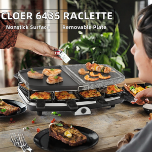 <span class=keywords><strong>Cloer</strong></span> 6435 Raclette Grill avec plaque amovible en pierre naturelle et aluminium 1200W 8 poêles antiadhésives - Product Image 2