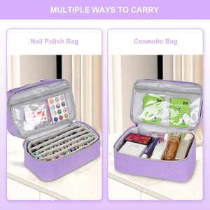 Free Sample Outdoor Carrying Manicure Tools Travel Cosmetic <b>Organizer</b> Removable Divider Double Layer <b>Nail</b> <b>Polish</b> Storage Bags - Product Image 4