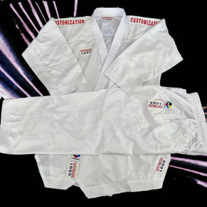 Uniformes de karaté en maille respirante approuvés par la WKF, légers, en polyester/coton, KUMITE Gi avec broderie et motif imprimé - Product Image 3