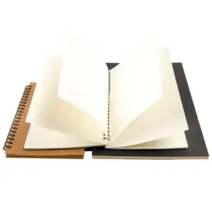 In Stock Customizable School Stationery B5/A5/B6 Recycled Kraft Paper Sketchbook Blank Spiral Notebook For Drawing