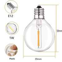 Ampoule LED G40 à couvercle lisse 120V 1W E12, globe incassable pour guirlandes lumineuses de jardin extérieur, blanc chaud 2200K
