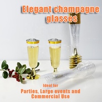Flûtes en plastique à bord doré, jetables, 5 oz, écologiques, anti-fuite, durables, pour boissons froides, idéales pour les cocktails, les fêtes et les mariages