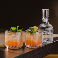 Stapelbare kristallen glazen wijnkaraf glazen set ouderwetse tumblers vintage stijl 300ml inhoud machinaal geperst feestwijn