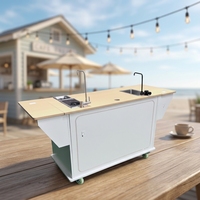 Comptoir de bar à cocktails autoportant en bois, présentoir moderne pour boissons, marron/noir/blanc CN/GUA, pour événements extérieurs