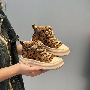 Nouvelles chaussures montantes décontractées en coton épais à motif léopard pour enfants, garçons et filles, collection automne-hiver - Product Image 3