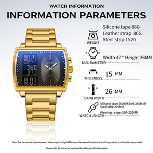Reloj multifuncional SANDA 6238 para hombre con doble pantalla, reloj de pulsera electrónico luminoso, resistente al agua, con esfera grande, el más vendido - Product Image 3