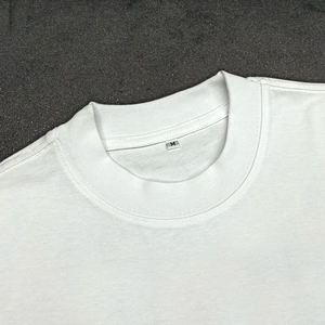 T-shirts blancs de haute qualité à col rond, 250 g/m², en coton lourd, coupe ample, streetwear, t-shirts unis pour hommes - Product Image 3