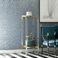 Support à fleurs en verre trempé acrylique transparent avec cadre doré, présentoir haut pour événements, fêtes, décoration intérieure, gâteaux, salon, style moderne et luxueux