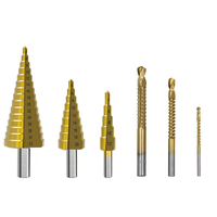 LXDTE Lot de 6 forets étagés professionnels HSS titane, forets pagode 4-32mm pour le chanfreinage de tôles, aluminium et bois