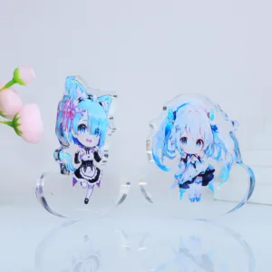 Usine en gros personnalisé imprimé Anime acrylique breloques paillettes époxy arc-en-ciel holographique acrylique porte-clés