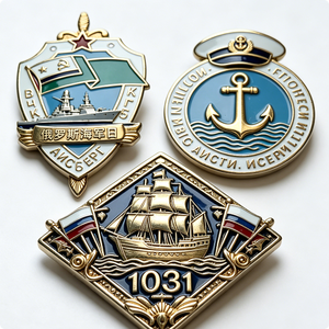 Conjunto de Insignias Conmemorativas del Día de la Marina Rusa, Esmalte Duro, Aleación de Zinc, Chapado en Oro, Forma Irregular, Recuerdo, Emblema Patriótico - Product Image 5