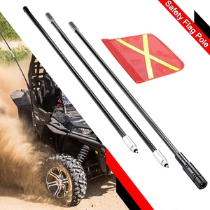 Drapeau de sable en fibre de verre 3M de 10 pieds, type Mine Whip <span class=keywords><strong>X</strong></span>, réfléchissant, pour véhicule 4x4 Simpson Desert, 4WD, de remorquage tout-terrain, avec mât - Product Image 2