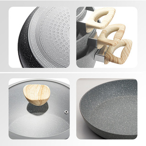 Maifanshi Mermer Kaplamalı Yapışmaz Wok Tava Sütlük Çorba Tenceresi Ev Tipi Tencere Seti İndüksiyon Ocaklarla Uyumlu - Product Image 3