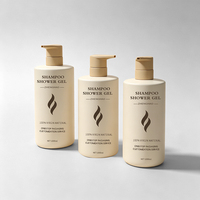 Flacon pompe vide de 300 ml à épaule plate, biodégradable, pour cosmétiques, shampoing, après-shampoing, gel douche et lotion