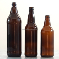 Bouteilles de bière en verre ambré foncé de grand volume 620 ml/650 ml/1000 ml pour l'emballage de la bière, bouteilles de boissons avec couvercles