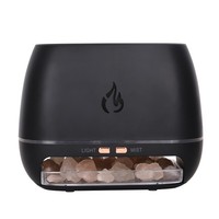 Humidificateurs d'arôme de pierre de sel de cristal de l'Himalaya de Grain de bois diffuseur d'huile essentielle d'aromathérapie de feu de flamme 3D avec veilleuse